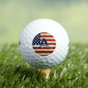 American Flag Monogram Personalized Golf Ball