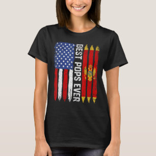American Flag Montenegro Flag Best Pops Ever Famil T-Shirt
