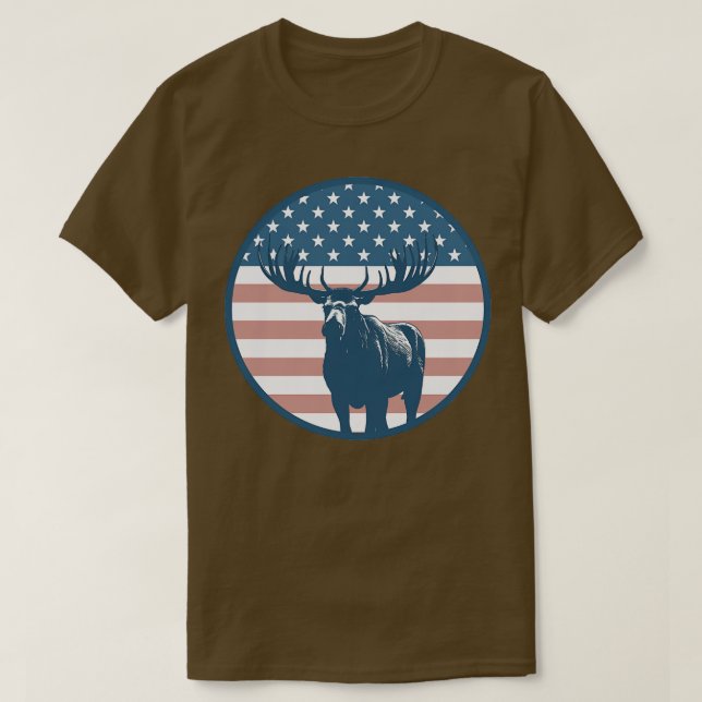 American Flag Moose 2 T-Shirt (Design Front)