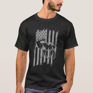 American Flag Moose Alaska Specie Wild Animal Hunt T-Shirt
