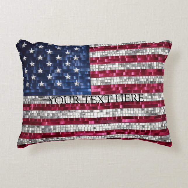 American Flag Mosaic  Accent Pillow (Front)