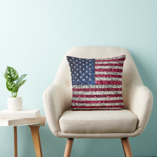 American Flag Mosaic Throw Pillow