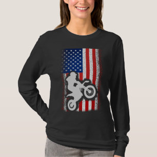 American Flag Motorcross Dirt Bike Gift T-Shirt