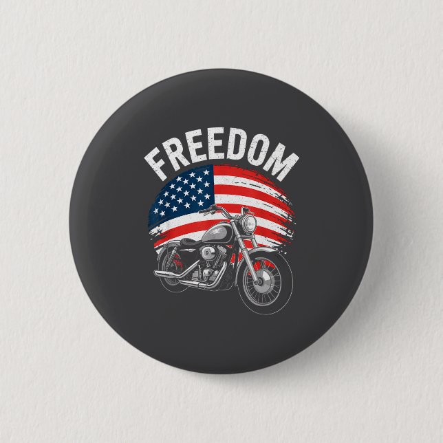 American Flag Motorcycle  2 Inch Round Button (Front)