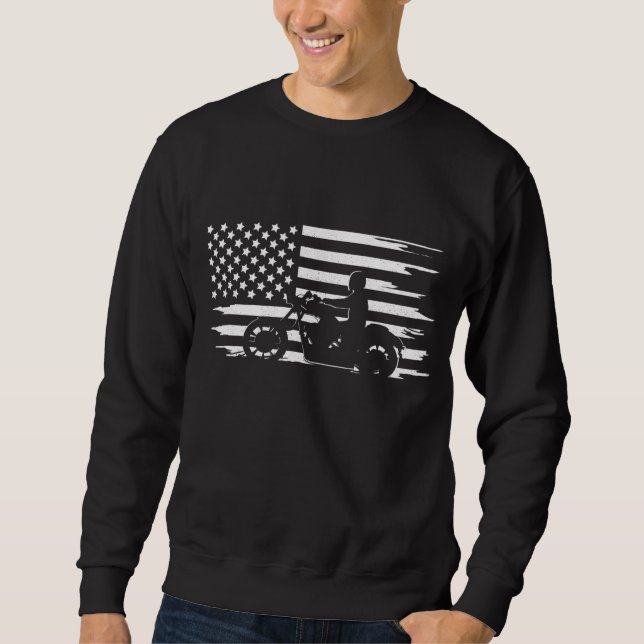 American Flag Motorcycle Apparel - Motorcycle Sweatshirt (Front)
