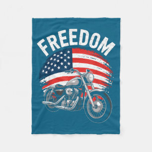 American Flag Motorcycle Fleece Blanket