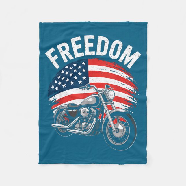 American Flag Motorcycle  Fleece Blanket (Front)