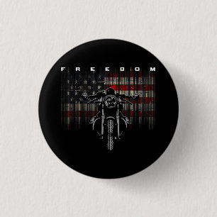 American Flag Motorcycle Freedom 1 Inch Round Button