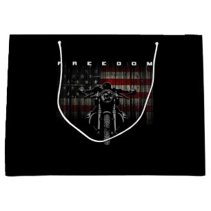 American Flag Motorcycle Freedom Large Gift Bag