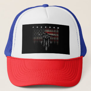 American Flag Motorcycle Freedom Trucker Hat
