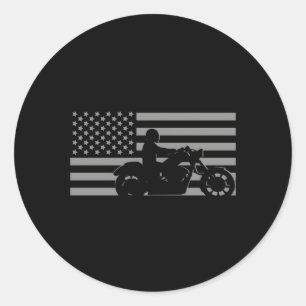 American Flag Motorcycle Motorcycle Classic Round Sticker