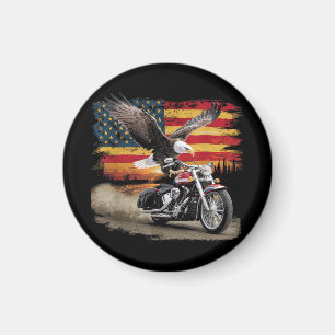 American Flag Motorcycle Tshirt USA Flag Biker Ret Magnet