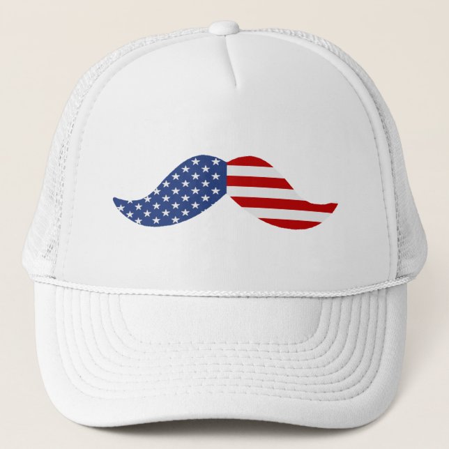 American Flag Moustache Trucker Hat (Front)