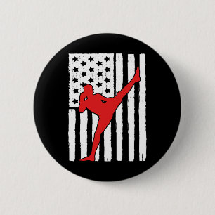 American Flag Muay Thai Theme Graphic Design Kickb 2 Inch Round Button