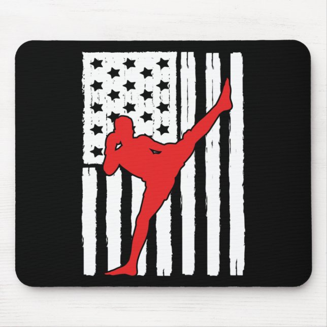 American Flag Muay Thai Theme Graphic Design Kickb Mouse Pad (Front)