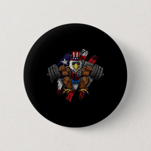 American Flag Muscular Bald Eagle Bike Flexing Unc 2 Inch Round Button