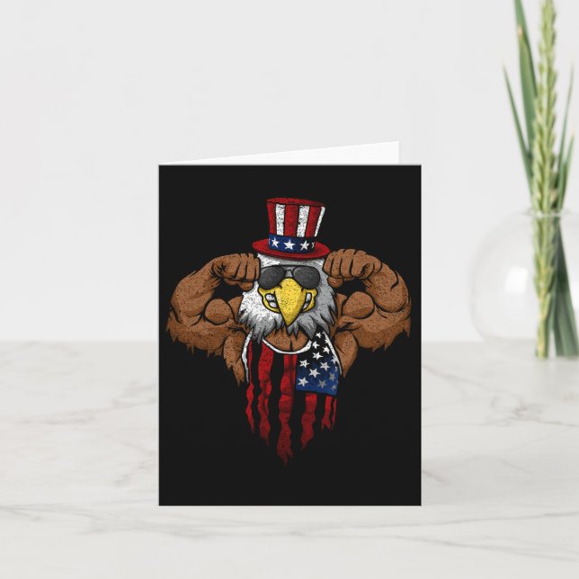 American Flag Muscular Squat Dabbing Flexing Uncle Card (Front)
