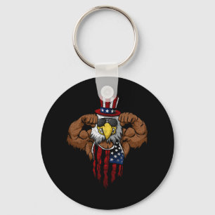 American Flag Muscular Squat Dabbing Flexing Uncle Keychain