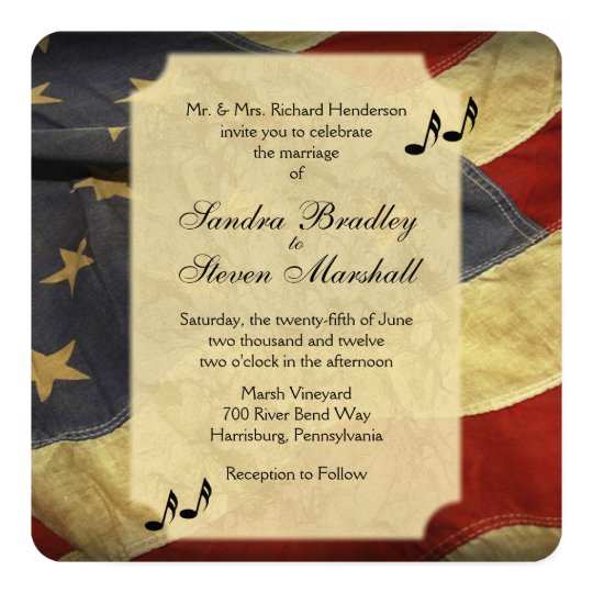 American Flag Music Wedding Invitations