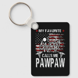 American Flag My Favourite Nurse Calls Me Pawpaw F Keychain