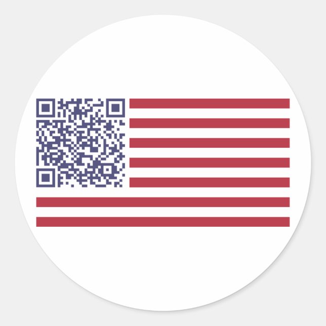 American Flag National Anthem QR Code Classic Round Sticker (Front)