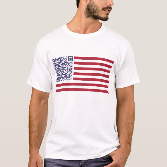 American Flag National Anthem QR Code T-Shirt (Front)