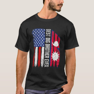 American Flag Nepal Flag Best Big Brother Ever Pat T-Shirt