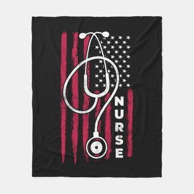 American Flag Nurse   1 Fleece Blanket (Front)