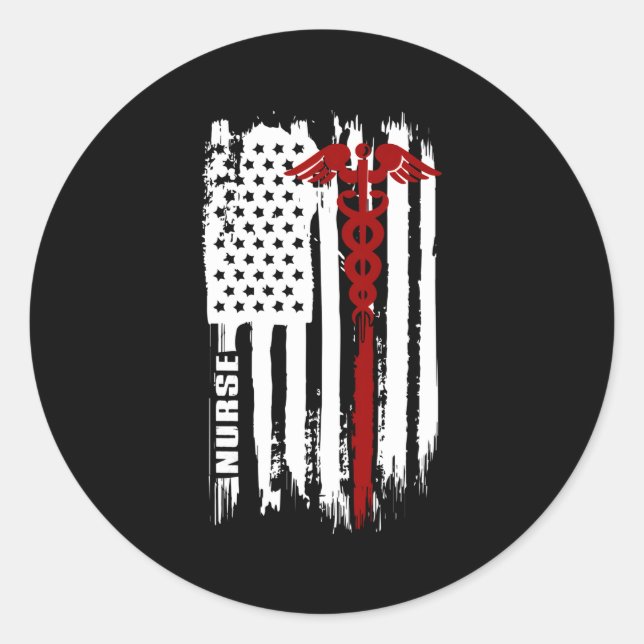 American Flag Nurse Usa Nurses Classic Round Sticker (Front)