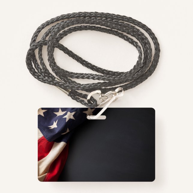 American Flag on a Chalkboard Badge (Front with Lanyard)