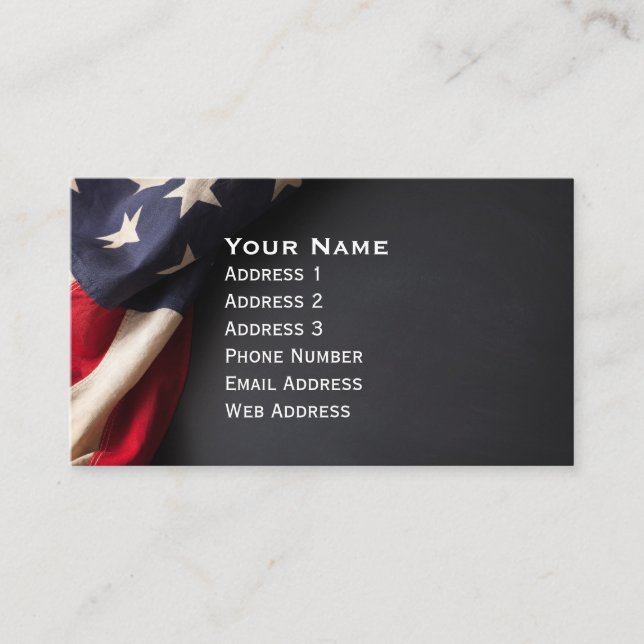 American Flag on a Chalkboard Business Card (Front)