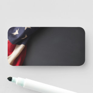 American Flag on a Chalkboard Name Tag