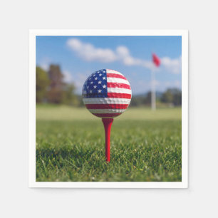 American Flag on a Golf Ball Napkin