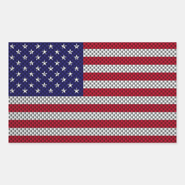 American Flag on Carbon Fibre Style Print Sticker (Front)