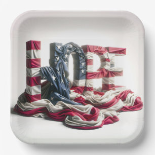 American Flag On HOPE Paper Plate
