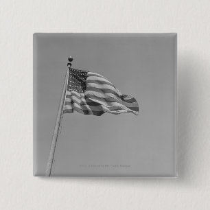 American flag on mast 2 inch square button