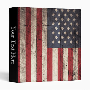 American Flag on Old Wood Grain Binder