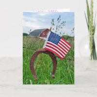 American flag on rusty horseshoe
