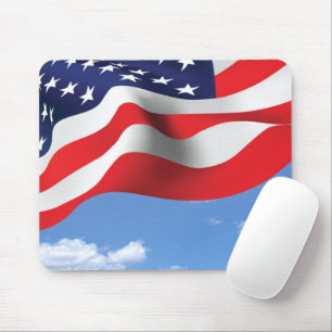 American Flag On Sky Mouse Pad