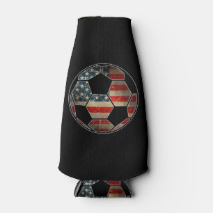 American Flag on Soccer Ball - Soccer Ball Flag Bottle Cooler
