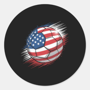 American Flag On Soccer Ll _1 Classic Round Sticker