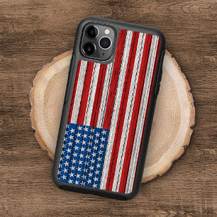 American Flag On Weathered Wooden Planks Pattern