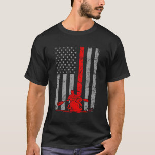American Flag Outdoor Adventure Kayak Boating Padd T-Shirt