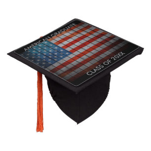 American Flag Painted Fence Graduation Cap Topper