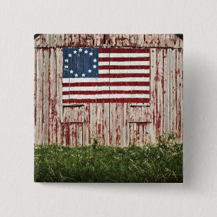 American flag painted on barn 2 inch square button