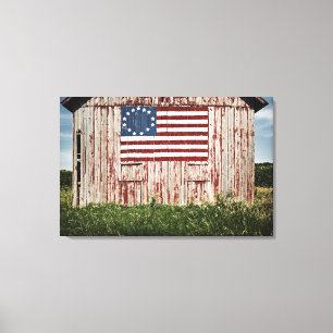 American flag painted on barn canvas print