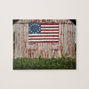 American flag painted on barn jigsaw puzzle