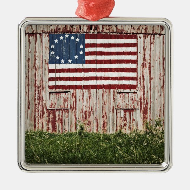 American flag painted on barn metal ornament (Front)