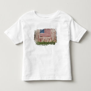 American flag painted on barn toddler t-shirt