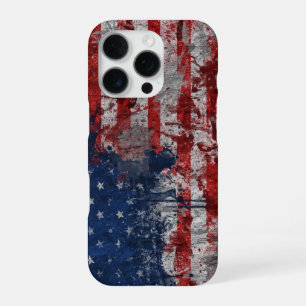 American Flag Painted on Grunge Wall iPhone 16 Pro Case